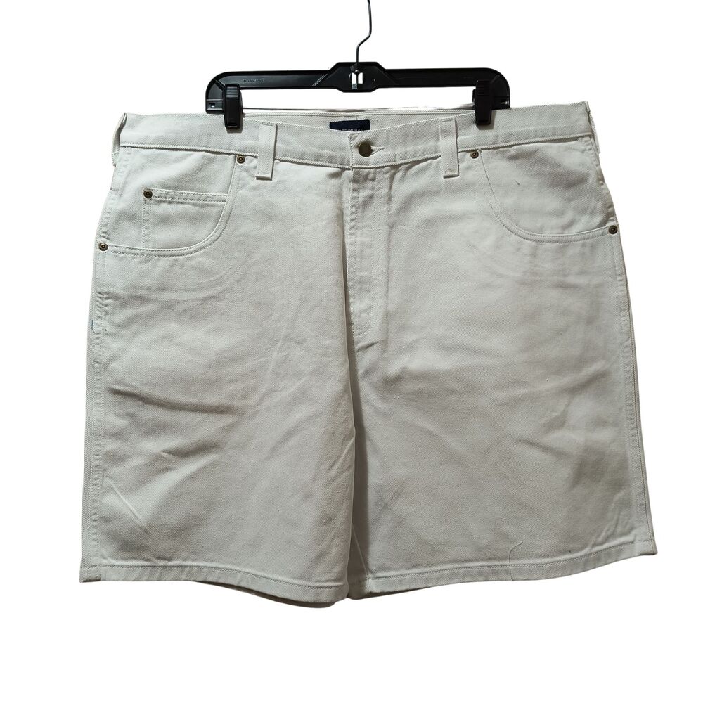Harbor Bay Loose Fit Denim Shorts Men 44x8 White Heavyweight Cotton Jean Shorts